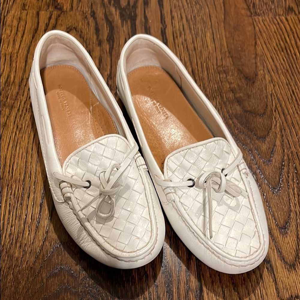 Women's White Leather Loafers